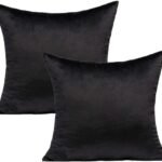 Black Velvet Pillow Covers 20x20, Cozy Soft Solid