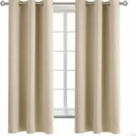 Beige Room Darkening Curtains 63 Inch for Bedroom - 2 Panels