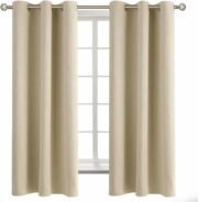 Beige Room Darkening Curtains 63 Inch for Bedroom - 2 Panels