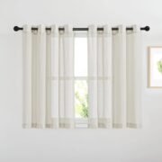 White Sheer Linen Curtains 84 Inch Length 2 Panels Set, W52xL84 - Image 3