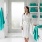 6 Piece Cotton Bath Towel Set- 2 Bath - 2 Hand - 2 Face, Teal