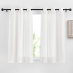 White Sheer Linen Curtains 84 Inch Length 2 Panels Set, W52xL84