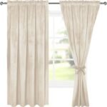 Velvet Blackout Curtains 63 inches Length 2 Panels 52W x 63L, Cream