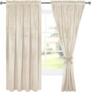 Velvet Blackout Curtains 63 inches Length 2 Panels 52W x 63L, Cream