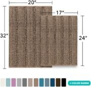 Bathroom Rug Set, 2 Piece Soft Absorbent Chenille Bath Rug Set - Image 2