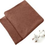 Knitted Cotton Throw Blanket 50x60, Brown