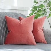 Coral Velvet Throw Pillow Covers 20x20, Set of 2