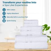 Ultra-Soft 6-Piece Cotton Towel Set, Includes 2 Bath Towels, 2 Hand Towels - Image 3