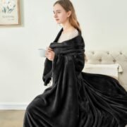 Fleece Blanket Soft Plush Throw for Couch Black 50"x60" - Image 4