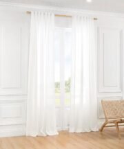Linen Sheer Curtain Panel, White, 1 Panel - Image 2