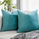 Seafoam Velvet Throw Pillow Covers 20x20, Set of 2