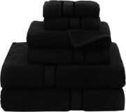 Ultra Soft 6 Piece Towel Set - 100% Cotton Towels - Black