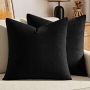 Black Velvet Pillow Covers 20x20, Cozy Soft Solid - Image 5