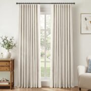 Linen Total Blackout Curtains for Bedroom 84 inch Long, Beige