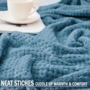 Large Waffle Fleece Throw Blanket for Couch, Slate Blue - Image 4