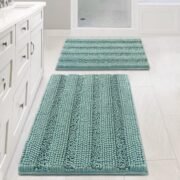 Thick Shaggy Chenille Bathroom Rug Set, Non Slip