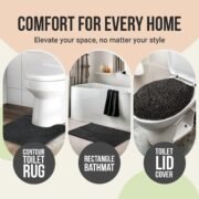Standard 3pc Non-Slip Shaggy Chenille Bathroom Mat Set - Image 5