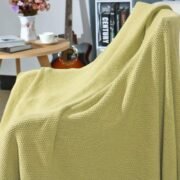 Knit Cotton Throw Blanket 50x60, Dark Sea Green - Image 3