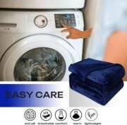Fleece Plush Throw Blanket Navy Blue 50"x60"for Couch Fuzzy Cozy Flannel - Image 5