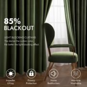 Olive Green Velvet Curtains 63 Inches Long for Bedroom 2 Panels - Image 3