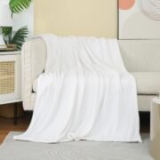 Fleece Plush Throw Blanket Navy Blue 50"x60"for Couch Fuzzy Cozy Flannel - Image 8
