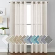 Natural Linen Sheer Curtains 84" 2 Panels Grommet