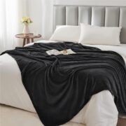 Fleece Blanket Soft Plush Throw for Couch Black 50"x60" - Image 5