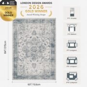 Area Rugs 5x7, Washable Rugs for Living Room,Bedroom,Blue Rug - Image 2