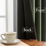 Olive Green Velvet Curtains 63 Inches Long for Bedroom 2 Panels - Image 4