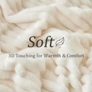 Ribbed Fleece Throw Blanket for Couch, Cream, 50"x60" - Image 5