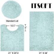 Standard 3pc Non-Slip Shaggy Chenille Bathroom Mat Set - Image 2