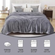 Grey Fleece Throw Blanket for Couch Bed,Soft Cozy Blankets - Image 6