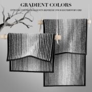 Bathroom Rugs Sets 2 Piece, Non Slip Striped Bath Mats, Black - Image 4