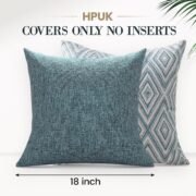 Throw Pillow Covers 18x18 Set of 4, Blue Patterned & Solid Covers - Image 2