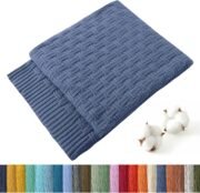 Knitted Cotton Throw Blanket 50x60, Dusty Blue