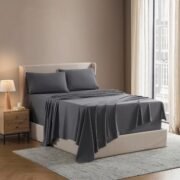 Queen Sheet Set - Bed Sheets - Dark Grey - 4-Piece Deep Pocket