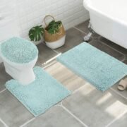 Standard 3pc Non-Slip Shaggy Chenille Bathroom Mat Set