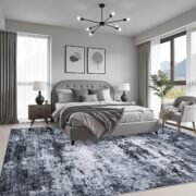 5x7 Area Rug Living Room: Modern Washable Indoor Carpet Black - Image 3