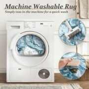 Washable Non Slip Non Shedding Area Rug - Blue/Gold, 5'x7' - Image 5