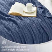Knitted Cotton Throw Blanket 50x60, Dusty Blue - Image 5