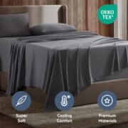 Queen Sheet Set - Bed Sheets - Dark Grey - 4-Piece Deep Pocket - Image 4