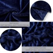 Fleece Plush Throw Blanket Navy Blue 50"x60"for Couch Fuzzy Cozy Flannel - Image 4