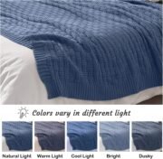 Knitted Cotton Throw Blanket 50x60, Dusty Blue - Image 6
