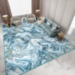 Washable Non Slip Non Shedding Area Rug - Blue/Gold, 5'x7'