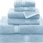 Ultra Soft 6 Piece Towel Set - 100% Cotton Towels - Light Blue
