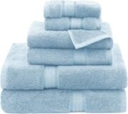 Ultra Soft 6 Piece Towel Set - 100% Cotton Towels - Light Blue