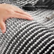 Bathroom Rugs Sets 2 Piece, Non Slip Striped Bath Mats, Black - Image 2