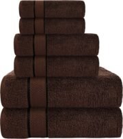 6 Piece Cotton Bath Towel Set- 2 Bath - 2 Hand - 2 Face, Teal - Image 8