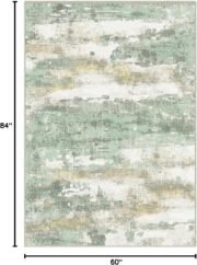 5x7 Green Abstract Area Rug, Washable Non-Slip for Bedroom - Image 2