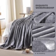 Grey Fleece Throw Blanket for Couch Bed,Soft Cozy Blankets - Image 3